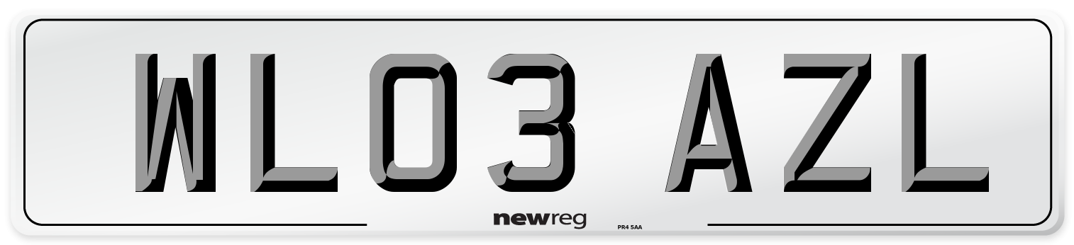 WL03 AZL Number Plate from New Reg